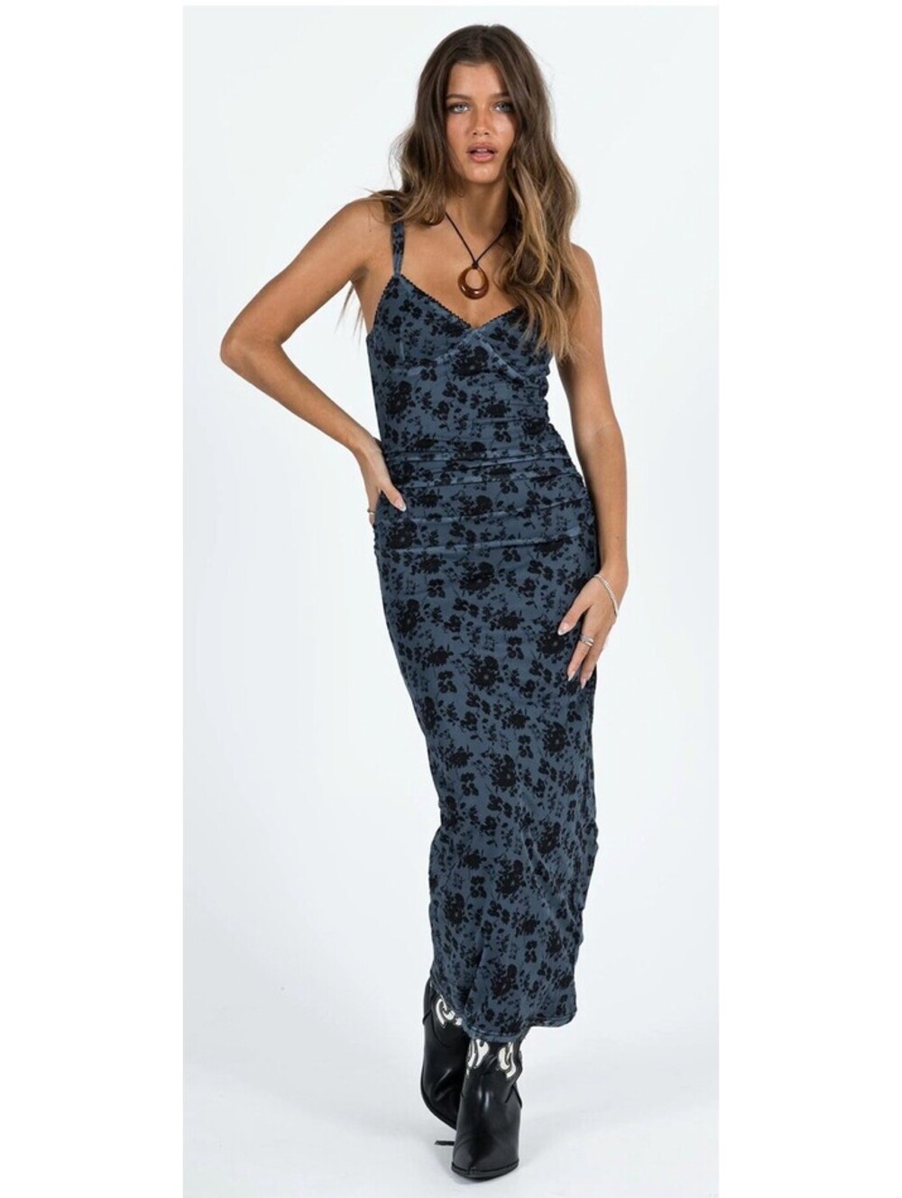 Princess Polly Cotter Maxi Dress Blue Floral Size 2 Women’s